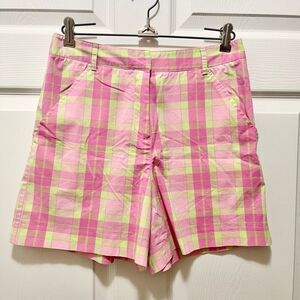Lilly Pulitzer Women’s Vintage Checked Plaid Picnic Shorts Size 4 Pink Yellow